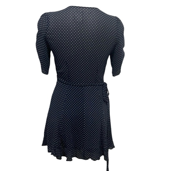 Reformation Monica navy polka dot short sleeve wrap dress size small - Picture 3 of 9